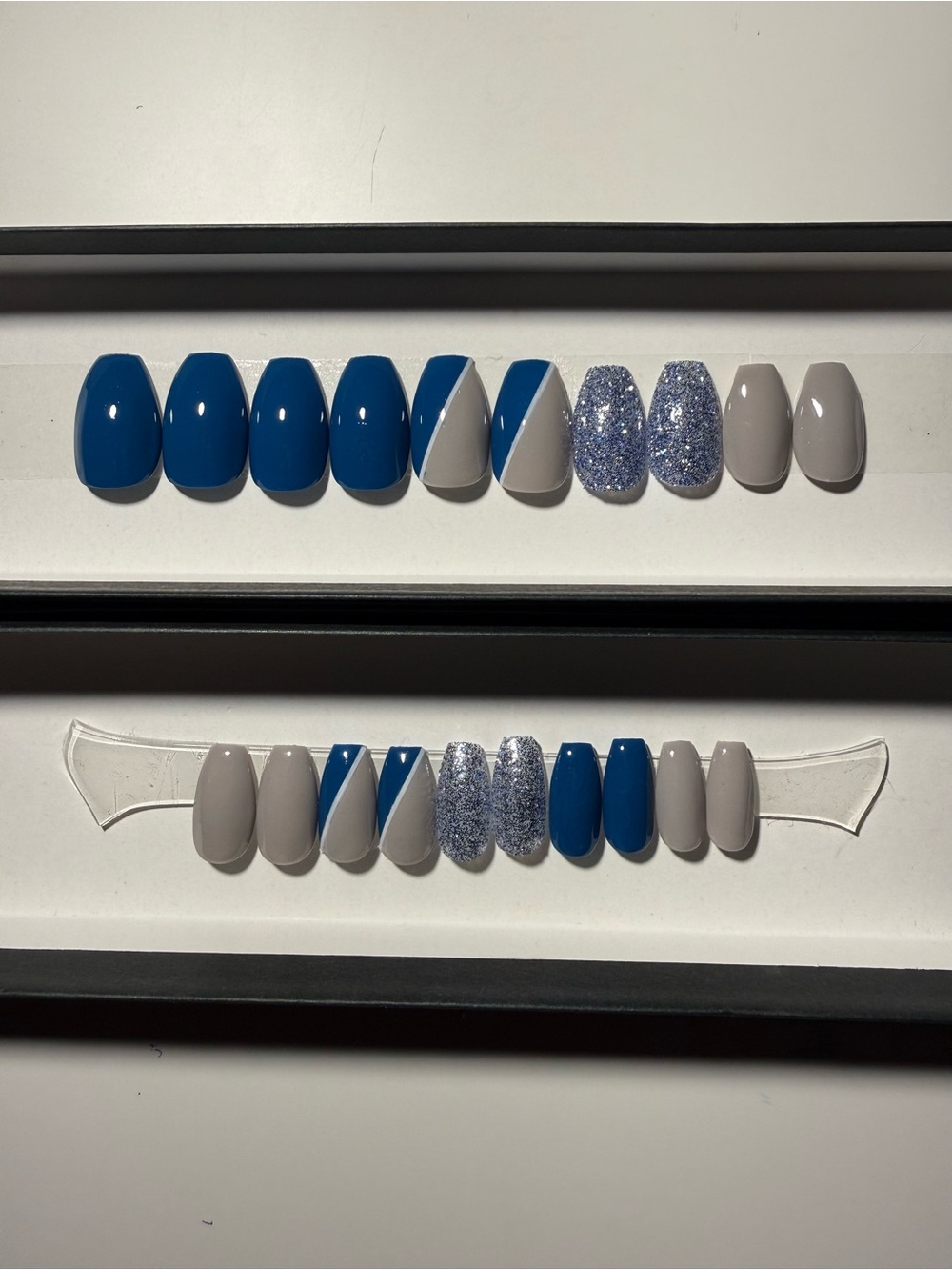 Blue & Gray Glitter Coffin Press-On Nail Set - Picture 5 of 8